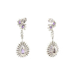14K White Gold Amethyst and Diamond Dangle Earrings