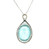 14K White Gold Aquamarine and Diamond Pendant