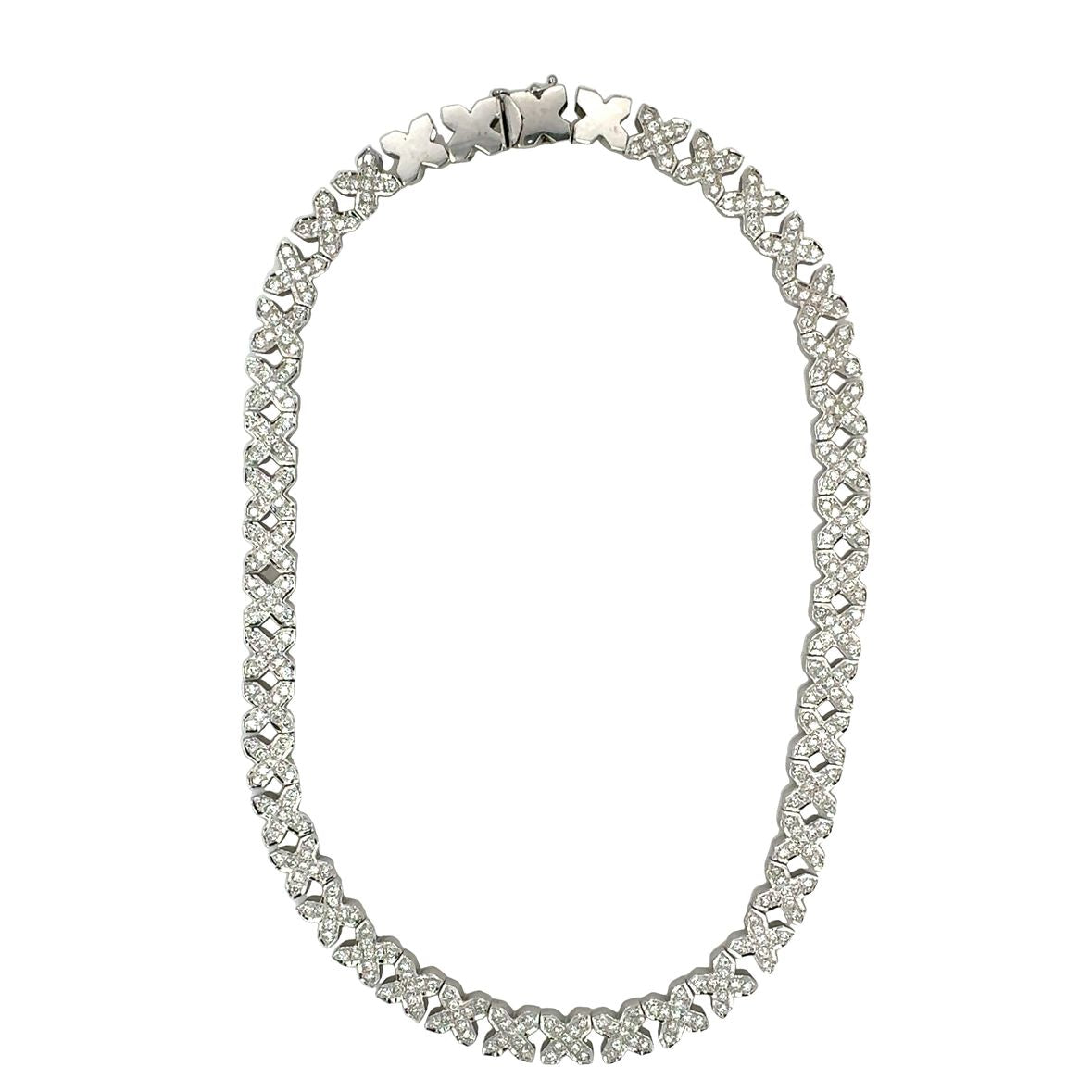14K White Gold Diamond Link Necklace