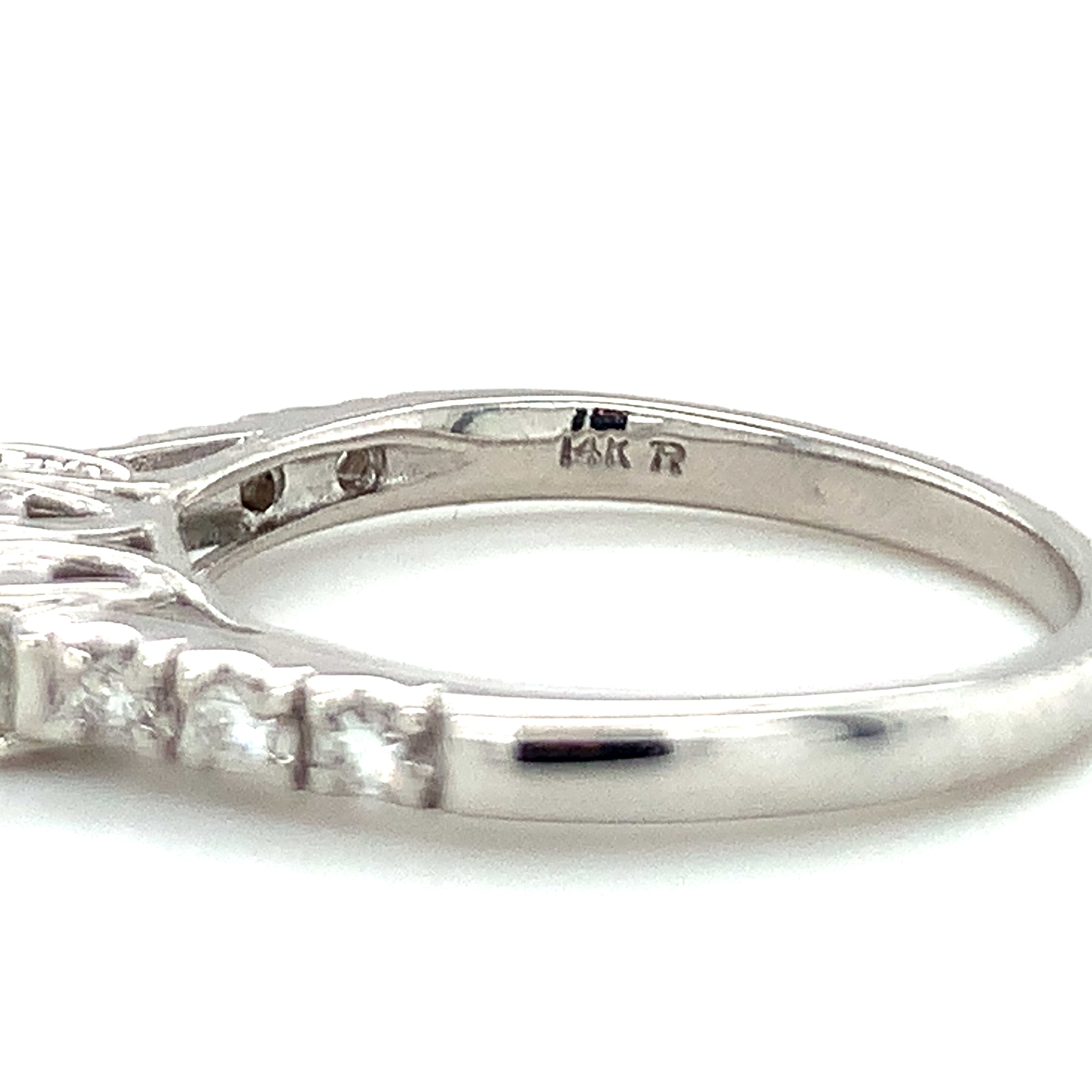 14K White Gold Three-Stone Diamond Ring
