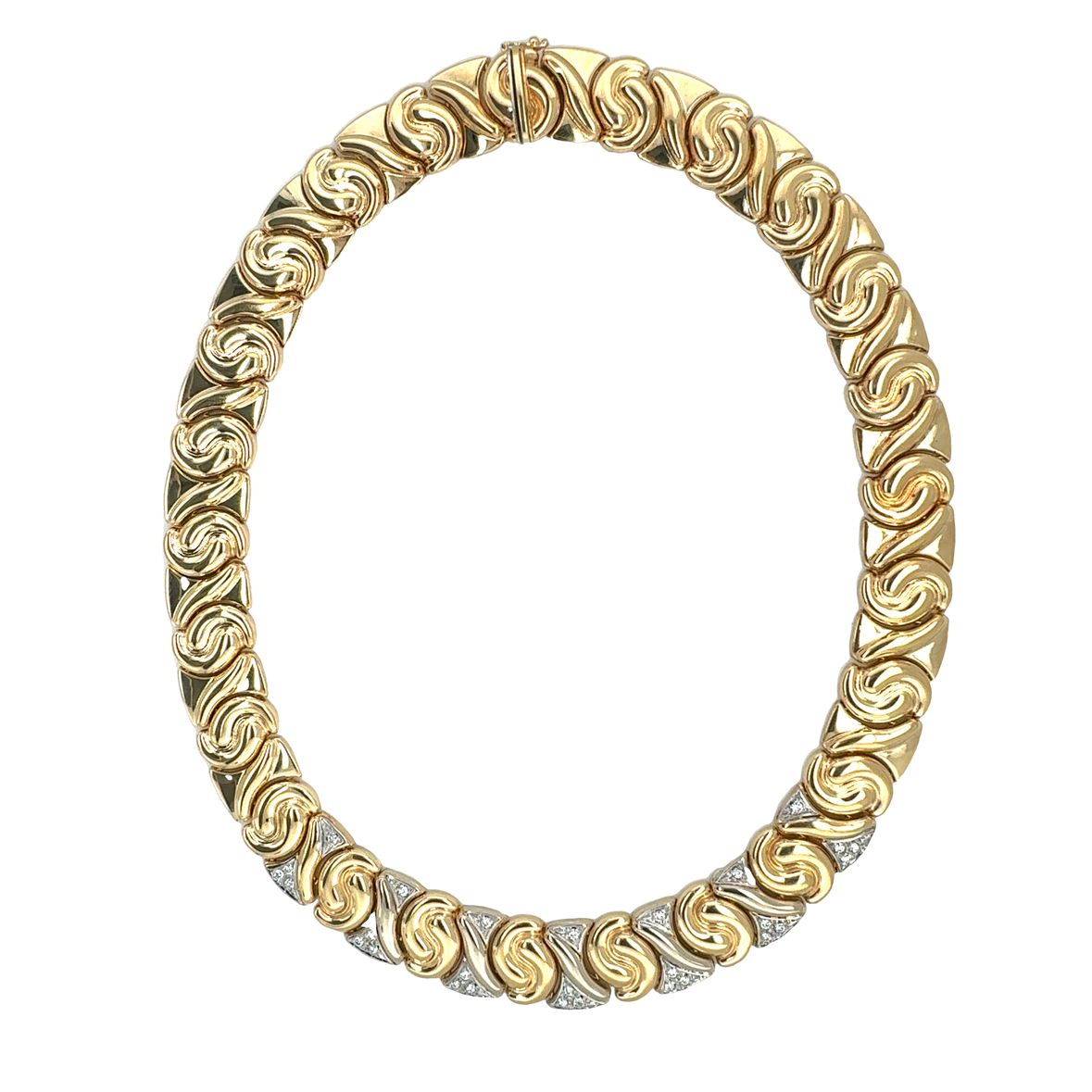 14K White and Yellow Gold Diamond Link Necklace