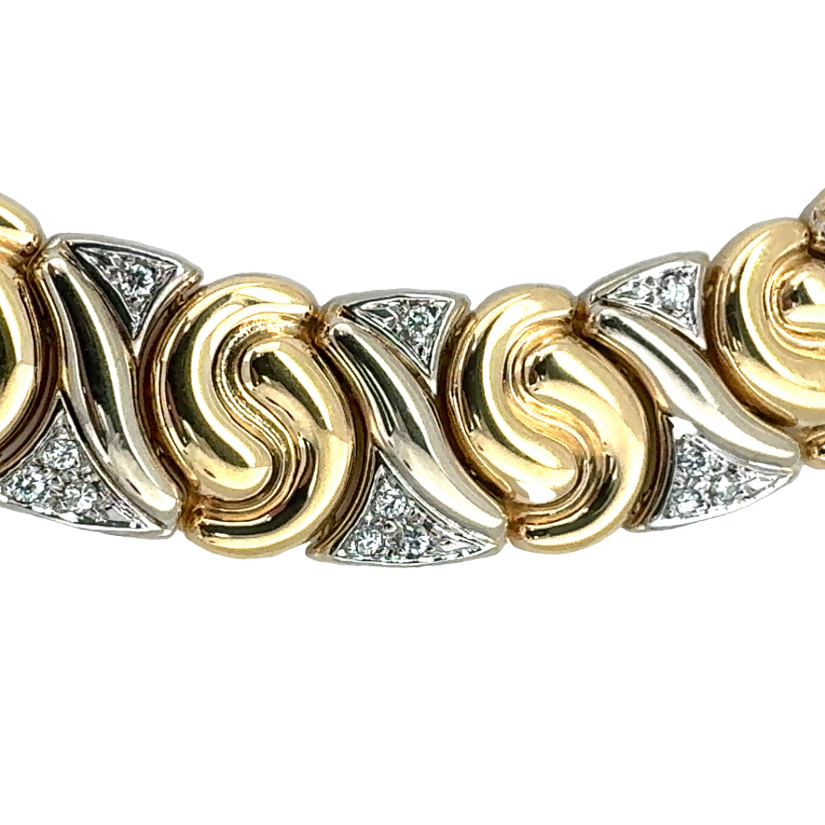 14K White and Yellow Gold Diamond Link Necklace