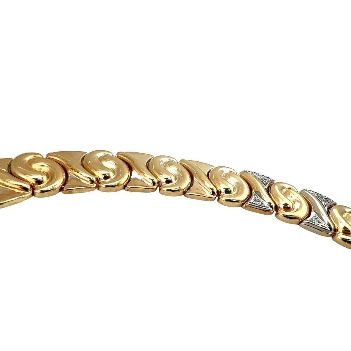 14K White and Yellow Gold Diamond Link Necklace