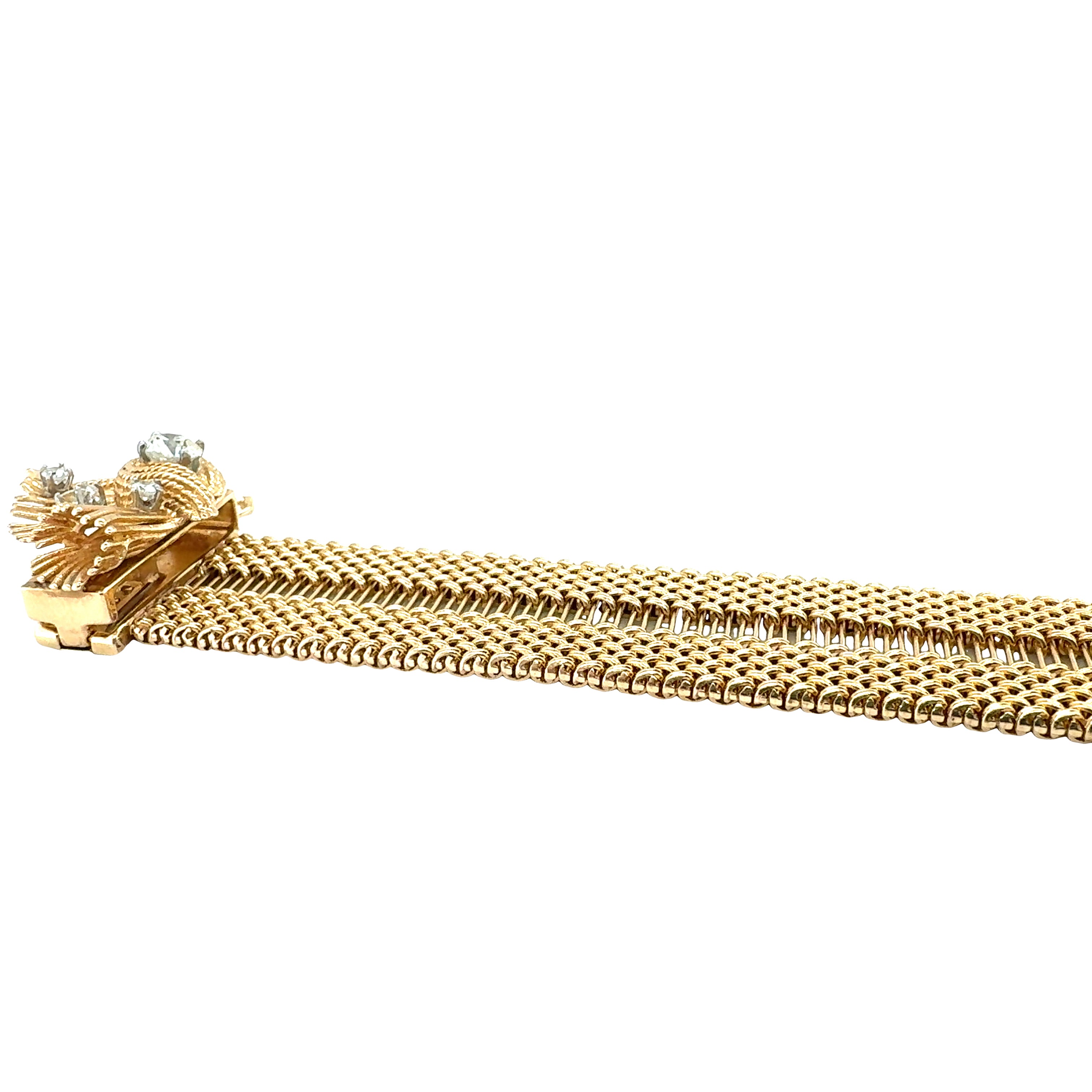 14K Yellow Gold Diamond Buckle Bracelet