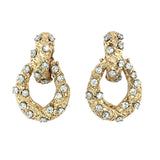 14K Yellow Gold Diamond Doorknocker Earrings