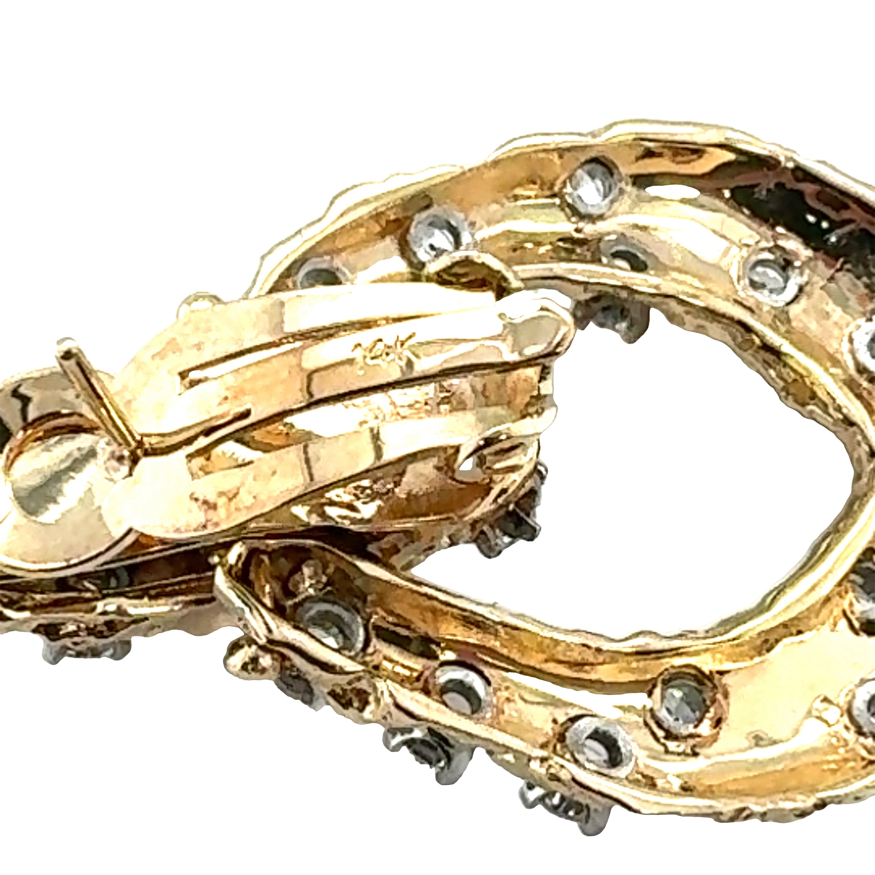 14K Yellow Gold Diamond Doorknocker Earrings
