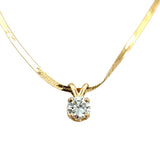 14K Yellow Gold Diamond Solitaire Pendant