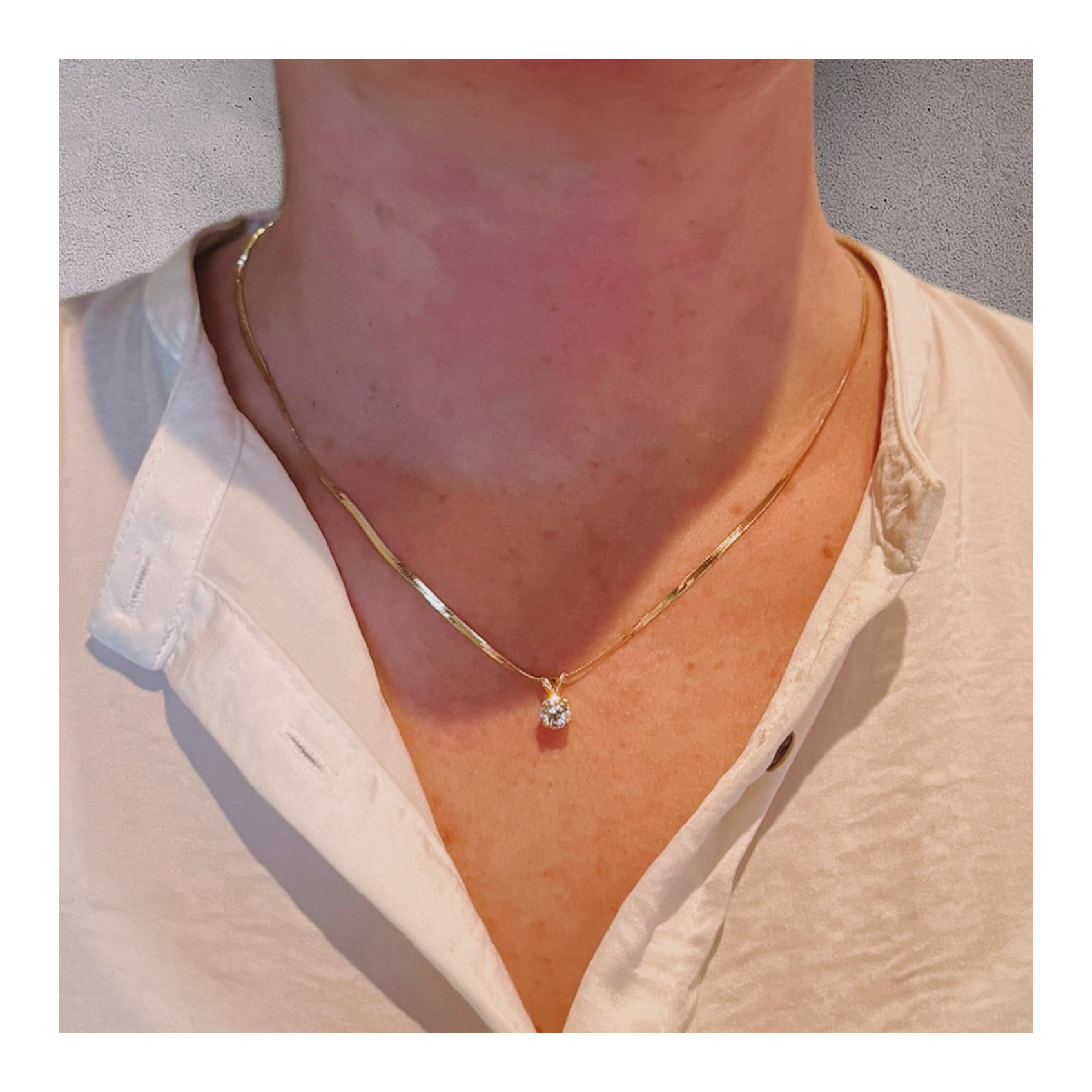 14K Yellow Gold Diamond Solitaire Pendant