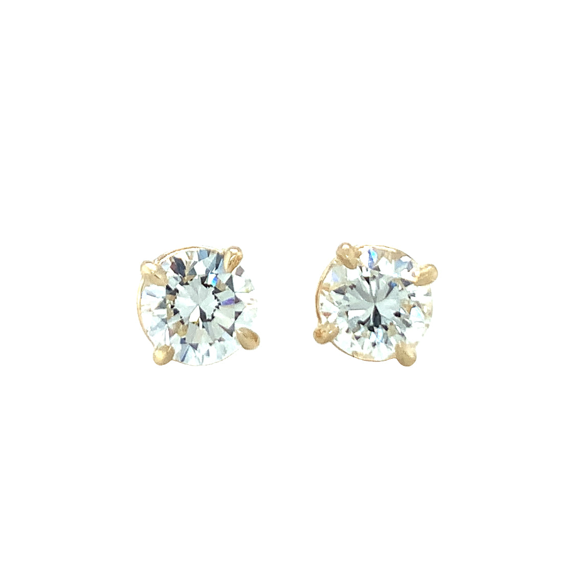 14K Yellow Gold Diamond Stud Earrings