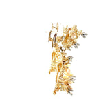 14K Yellow Gold Diamond and Pearl Dangle Earrings
