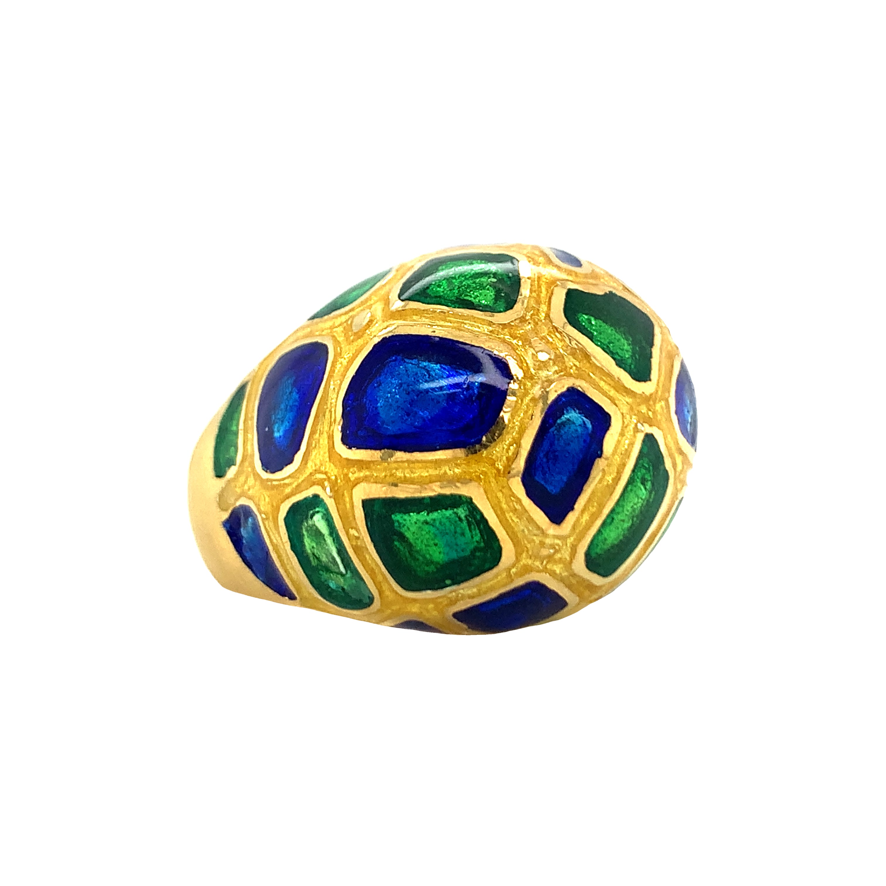 14K Yellow Gold Enamel Dome Ring