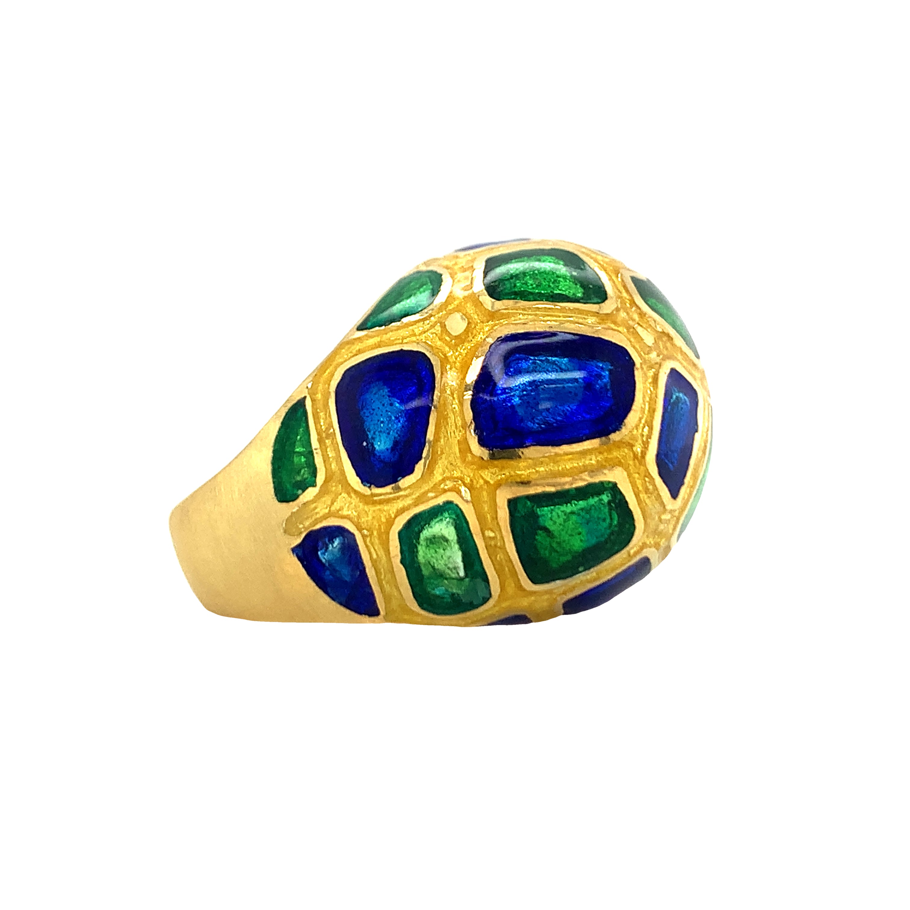 14K Yellow Gold Enamel Dome Ring