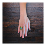 14K Yellow Gold Enamel Dome Ring