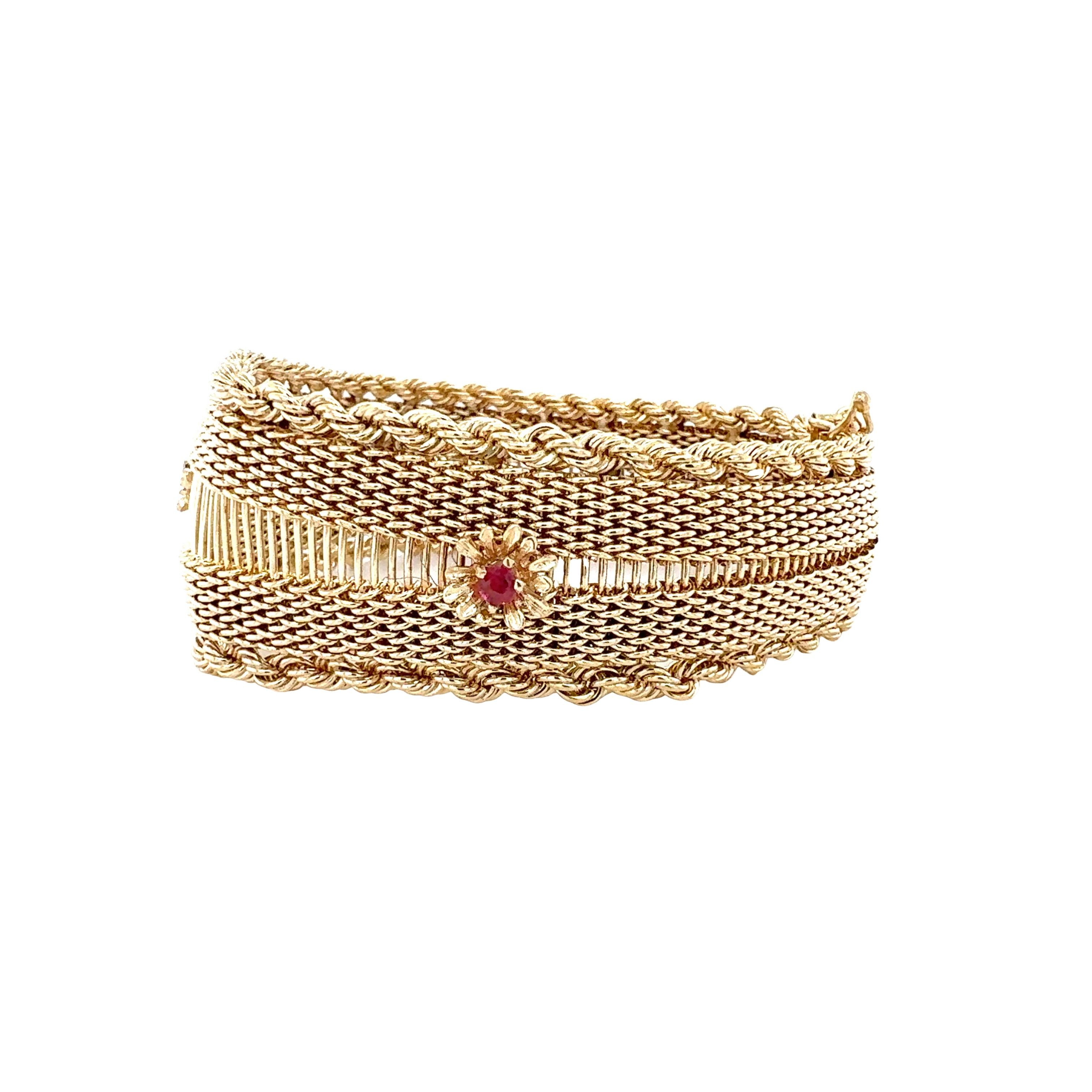 14K Yellow Gold Garnet Bracelet