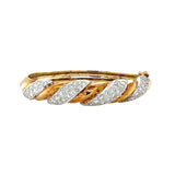 14K Yellow and White Gold Diamond Bangle Bracelet