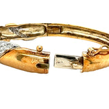 14K Yellow and White Gold Diamond Bangle Bracelet