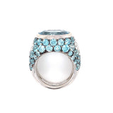 Aquamarine, Blue Zircon and Diamond 18K White Gold Ring, circa 1970s