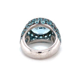 Aquamarine, Blue Zircon and Diamond 18K White Gold Ring, circa 1970s
