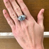 Aquamarine, Blue Zircon and Diamond 18K White Gold Ring, circa 1970s