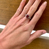 Art Deco Burmese Ruby and Diamond Ring in Platinum, circa 1920s