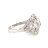 Art Deco Diamond Bombe Platinum Ring, circa 1920s