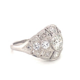 Art Deco Diamond Bombe Platinum Ring, circa 1920s