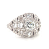 Art Deco Diamond Bombe Platinum Ring, circa 1920s