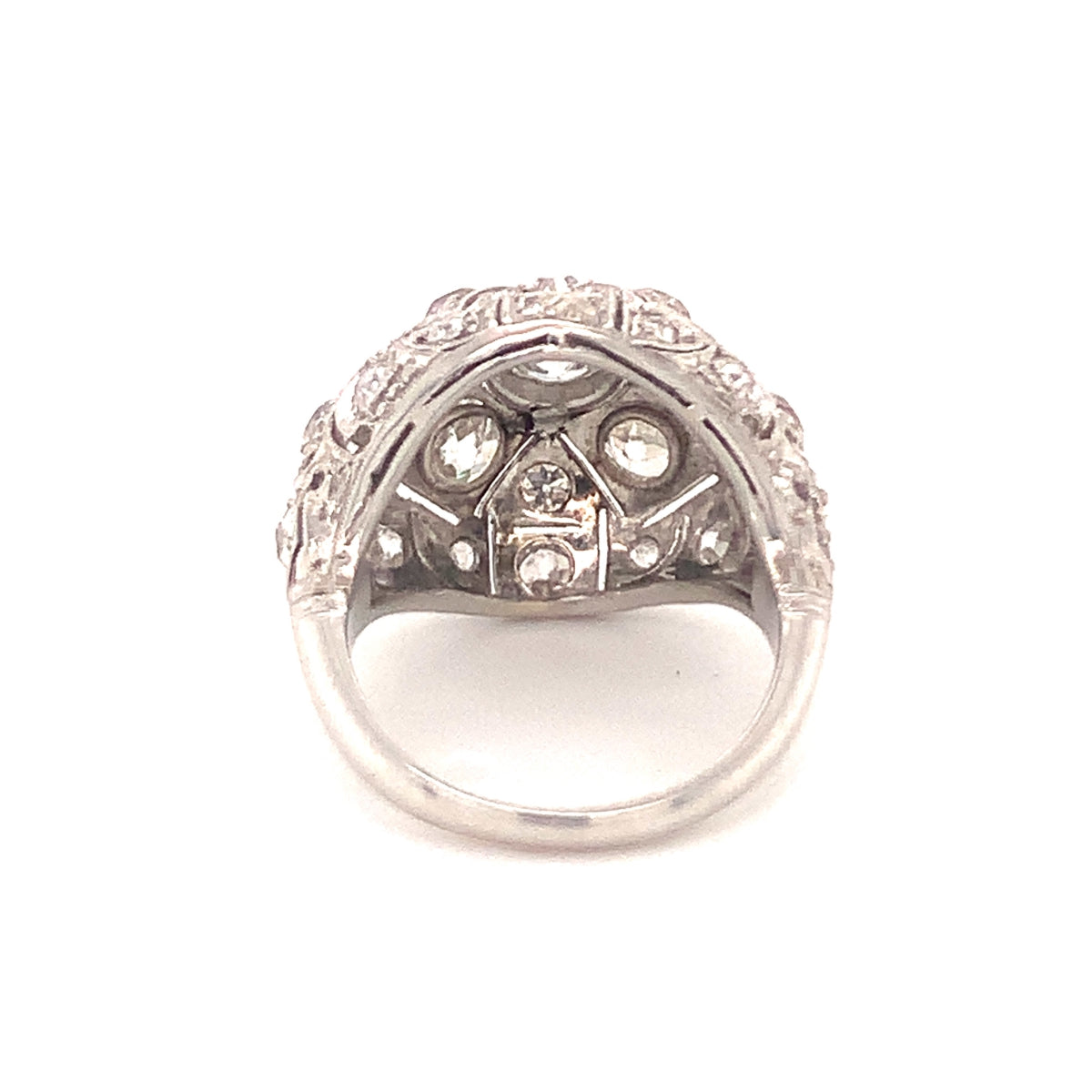 Art Deco Diamond Bombe Platinum Ring, circa 1920s