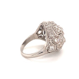 Art Deco Diamond Bombe Platinum Ring, circa 1920s
