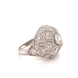 Art Deco Diamond Bombe Platinum Ring, circa 1920s