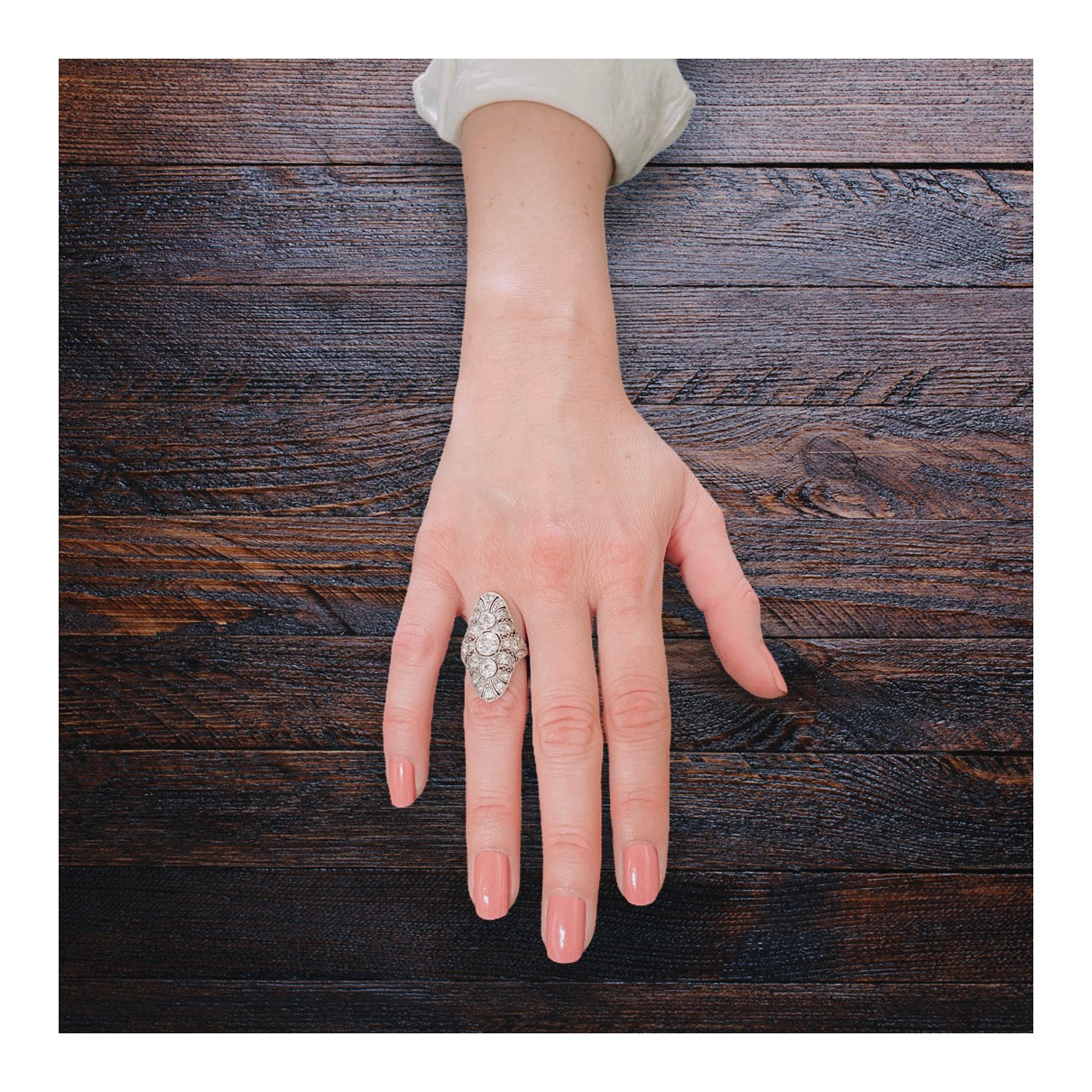 Art Deco Diamond Filigree Platinum Ring