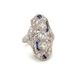 Art Deco Diamond Platinum Filigree Ring, circa 1920s