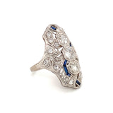 Art Deco Diamond Platinum Filigree Ring, circa 1920s