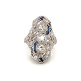 Art Deco Diamond Platinum Filigree Ring, circa 1920s