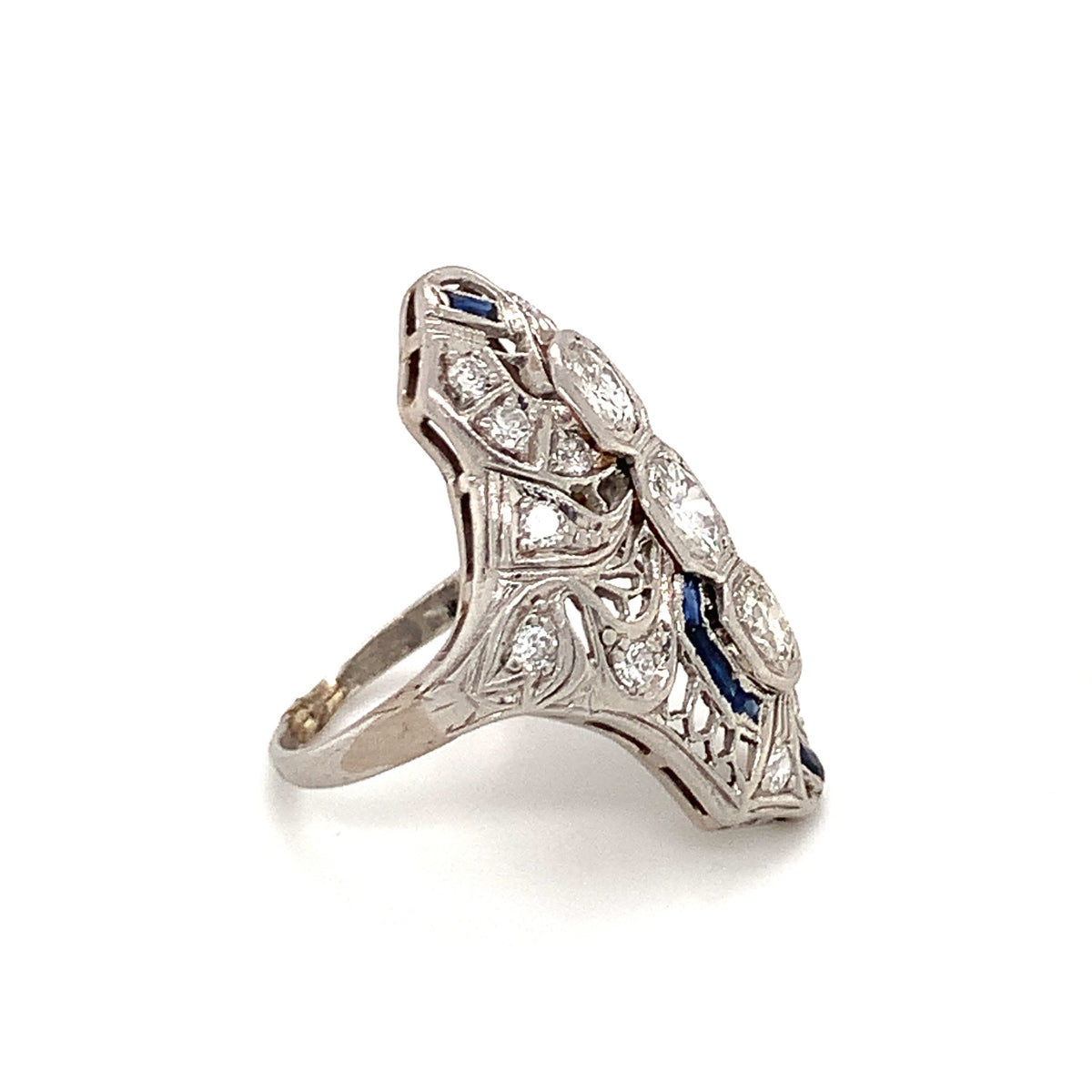 Art Deco Diamond Platinum Filigree Ring, circa 1920s