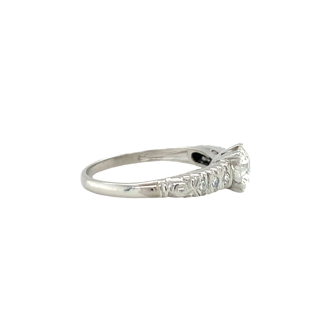 Art Deco Diamond Solitaire Platinum Ring