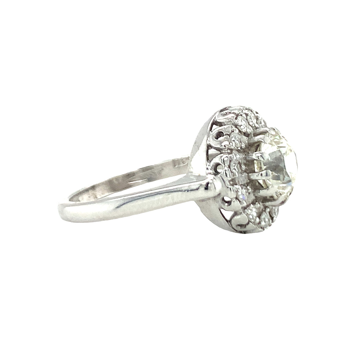 Art Deco Diamond Solitaire White Gold Ring