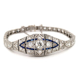 Art Deco Diamond and Sapphire Platinum Bracelet, circa 1920s