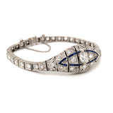 Art Deco Diamond and Sapphire Platinum Bracelet, circa 1920s