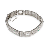 ART DECO PLATINUM DIAMOND AND EMERALD BRACELET