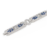 Art Deco Waslikoff & Sons Diamond and Sapphire Platinum Bracelet, Circa 1925