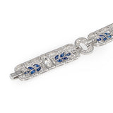 Art Deco Waslikoff & Sons Diamond and Sapphire Platinum Bracelet, Circa 1925