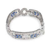 Art Deco Waslikoff & Sons Diamond and Sapphire Platinum Bracelet, Circa 1925