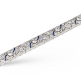 Art Deco Diamond and Sapphire Platinum Bracelet, circa 1930s