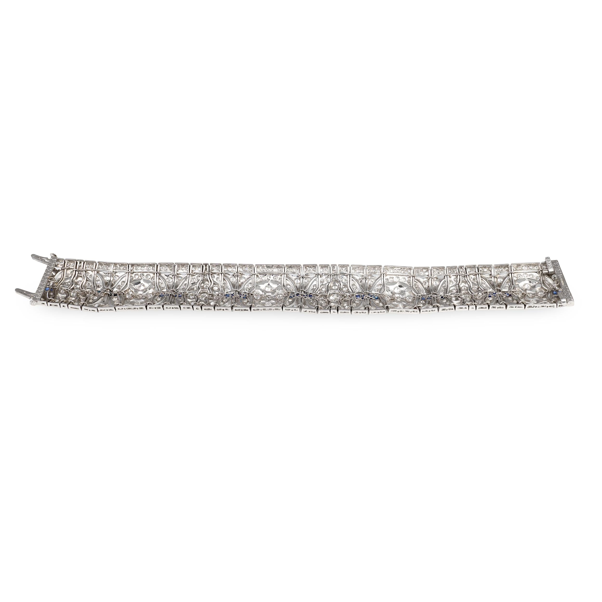 Art Deco Diamond and Sapphire Platinum Bracelet