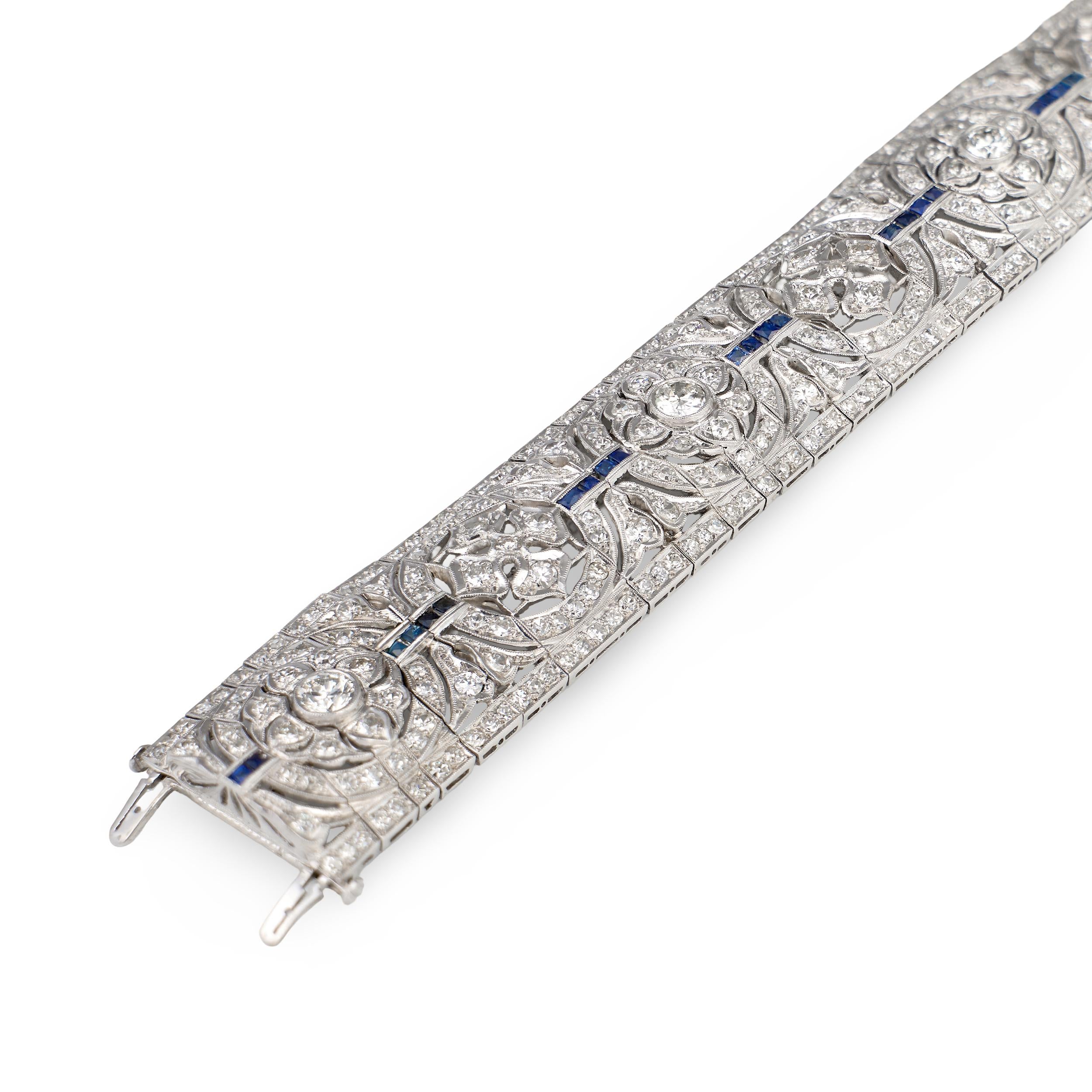 Art Deco Diamond and Sapphire Platinum Bracelet