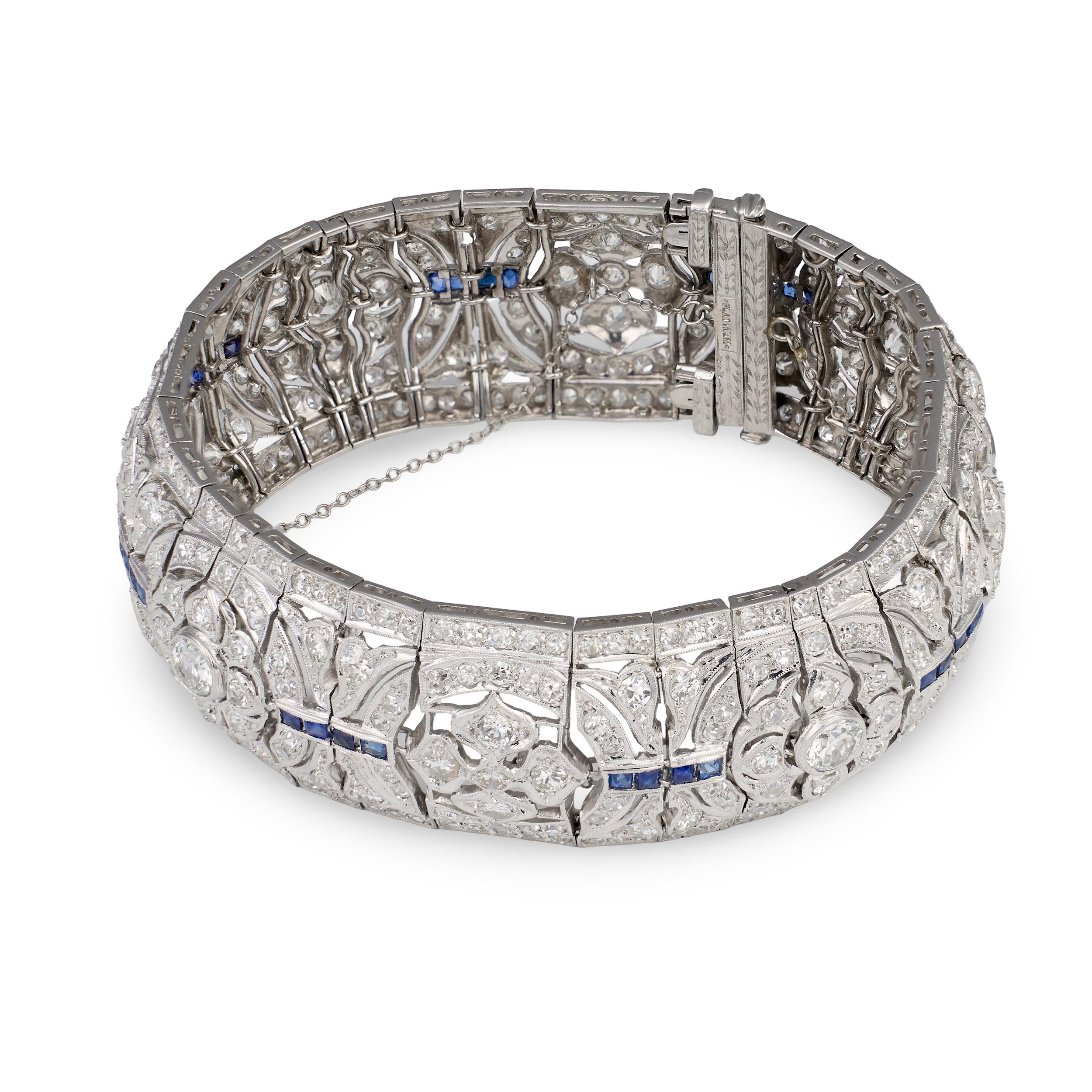 Art Deco Diamond and Sapphire Platinum Bracelet