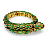 Snake Motif Enamel 18K Yellow Gold Coil Bracelet, circa 1960s