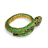 Snake Motif Enamel 18K Yellow Gold Coil Bracelet, circa 1960s
