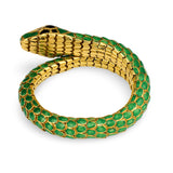 Snake Motif Enamel 18K Yellow Gold Coil Bracelet, circa 1960s